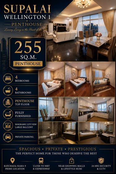 เลี้ยงสัตว์ได้ ตกแต่งครบ ใช่ 🔥 OWNER DIRECT | ขาย / ให้เช่า PENTHOUSE – SUPALAI WELLINGTON