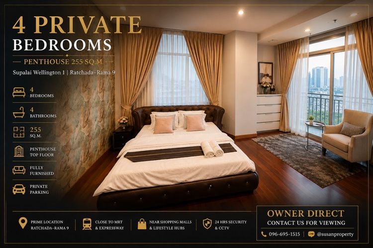 เลี้ยงสัตว์ได้ ตกแต่งครบ ใช่ 🔥 OWNER DIRECT | ขาย / ให้เช่า PENTHOUSE – SUPALAI WELLINGTON รูปที่ 3