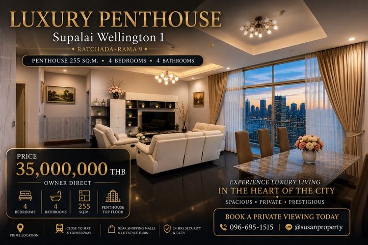 เลี้ยงสัตว์ได้ ตกแต่งครบ ใช่ 🔥 OWNER DIRECT | ขาย / ให้เช่า PENTHOUSE – SUPALAI WELLINGTON รูปที่ 2
