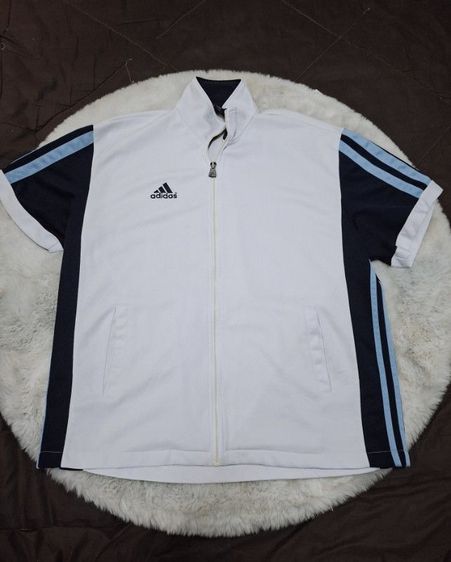 ชุดออกกำลังกาย ผู้ชาย ⚪ เสื้อแจ็คเก็ต Adidas สีขาว-ดำ-ฟ้า