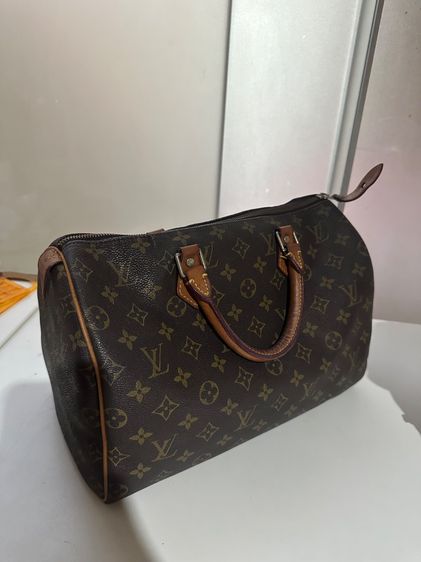 Louis Vuitton หนังแท้ น้ำตาล กระเป๋า lv speedy 30 วินเทจ
