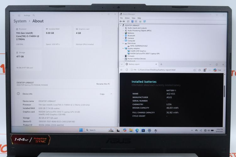 ASUS TUF GAMING F15 Core i5-11400H+RTX3050Ti RAM8.512GB รูปที่ 2
