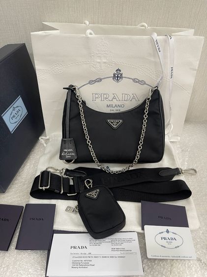 ผ้า หญิง ดำ Prada Re Edition 2005 Nylon Shoulder Bag Black 1BH153