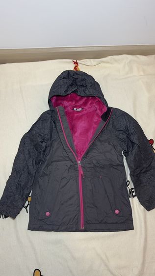 อื่นๆ เสื้อแจ็คเก็ต | เสื้อคลุม M แขนยาว เสื้อแจ็กเก็ตมีฮู้ด The North Face สีเทา ด้านในบุขนนุ่มสีชมพู สินค้ามือสอง
