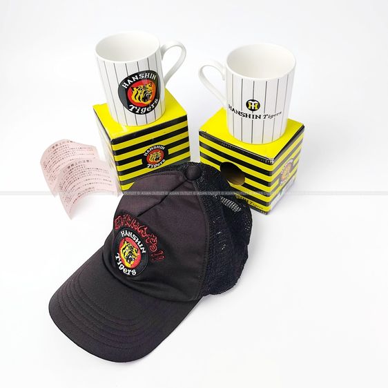 อื่นๆ เซ็ตของสะสมทีมเบสบอล Hanshin Tigers แท้ญี่ปุ่น หมวกเบสบอล Trucker สภาพสะสม แก้วมัควินเทจคู่ 2 ใบ มือ 1 ของแท้ หายากมาก