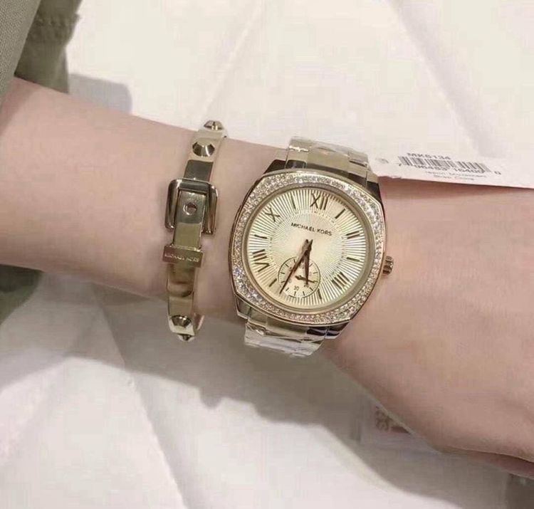 ทอง ขายนาฬิกาMichael Kors Emery Pave Gold Tone Watch 36mm MK3254