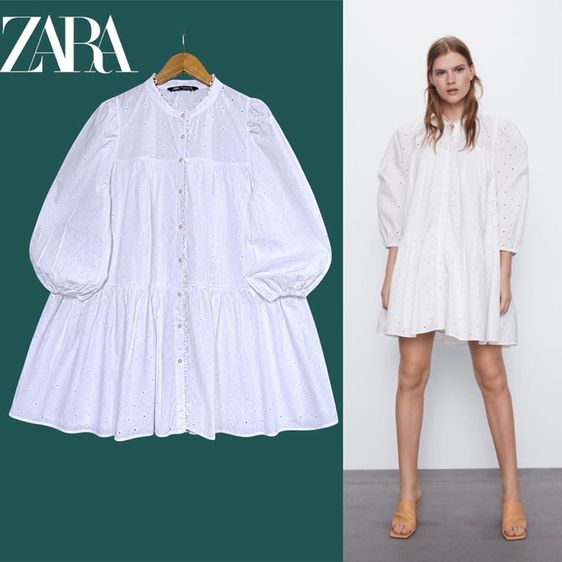 เดรส | จั๊มสูท M ขาว แขนยาว Zara คลอเลคชั่นใหม่