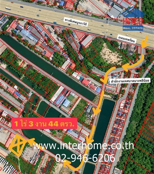 ที่ดินเปล่า 744 ตร.ว. ที่ดิน ซอยเทศบาลบางพลีน้อย ถนนบางนา-ตราด บางบ่อ สมุทรปราการ