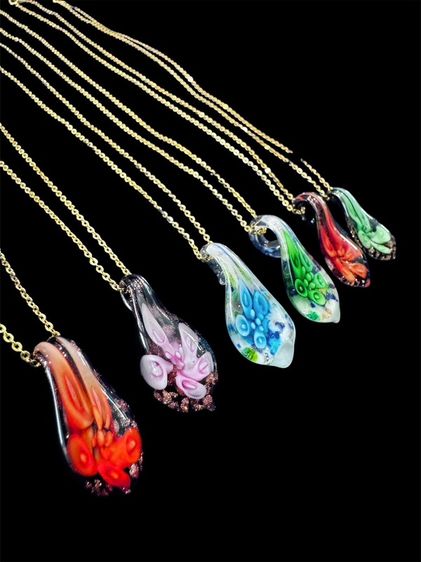 สร้อยคอและจี้ โลหะ Waterdrop Art Murano Lampwork