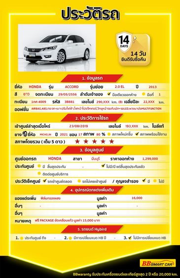 Honda Accord 2013 2.0 EL Sedan เบนซิน ไม่ติดแก๊ส เกียร์อัตโนมัติ ขาว รูปที่ 2
