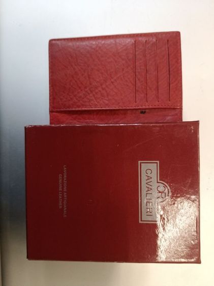 หญิง กระเป๋าใส่บัตรหนังแท้ (Card Holder / Card Case) แบรนด์ CAVALIERI สีแดง