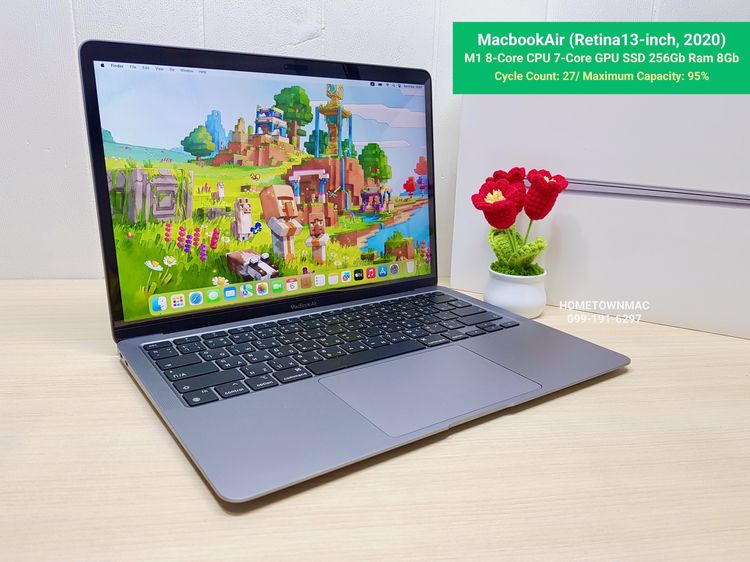 MacbookAir (Retina13-inch, 2020) M1 8-Core CPU 7-Core GPU SSD 256Gb Ram 8Gb สี Space Gray สวย ครบกล่อง สุดคุ้ม