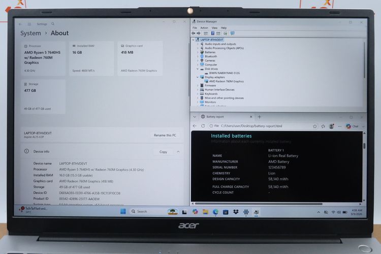 ACER ASPIRE LITE 15 Ryzen 5 7640HS RAM16.512GB รูปที่ 2