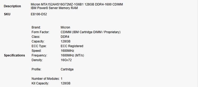 ที่เก็บข้อมูลและเมมโมรี่การ์ด RAM Server 128G