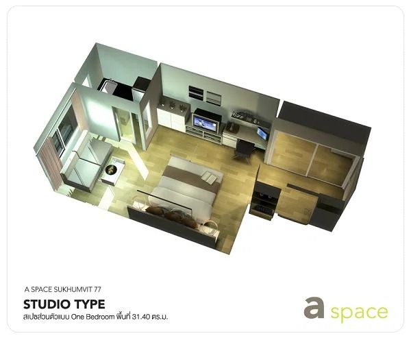 Ananda Development ไม่อนุญาต มีบางส่วน 2014 ราคาโดนใจ คอนโดห้องใหญ่ 32 ตร.ม. เพียง 1.29 ล้านบาท  A Space Sukhumvit 77  ขายพร้อมผู้เช่า ลงทุนได้ทันที รูปที่ 4