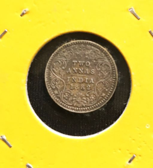 เหรียญเงิน 2 Annas (แอนนา) A.D 1882  Queen Victoria  British India รูปที่ 2
