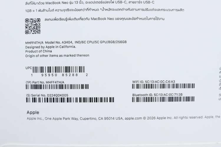 MacBook Neo 8.256GB รอบชาร์จ 5 ประกัน 05.2027  รูปที่ 14