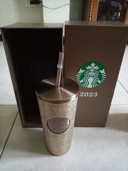 แก้ว Starbucks Champagne Gold Bling Rhinestone Cold Cup ของแท้100%