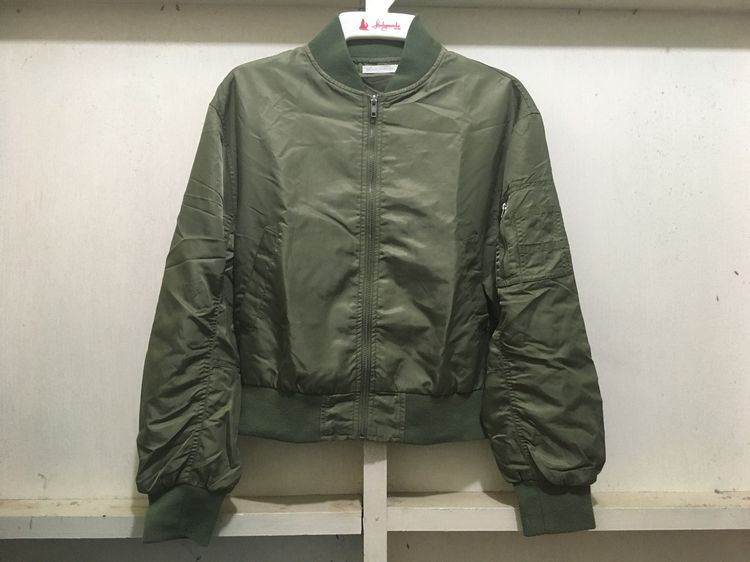 แขนยาว เสื้อแจ็คเก็ต Bomber แบรนด์ BROWNY STANDARD สีเขียวทหาร