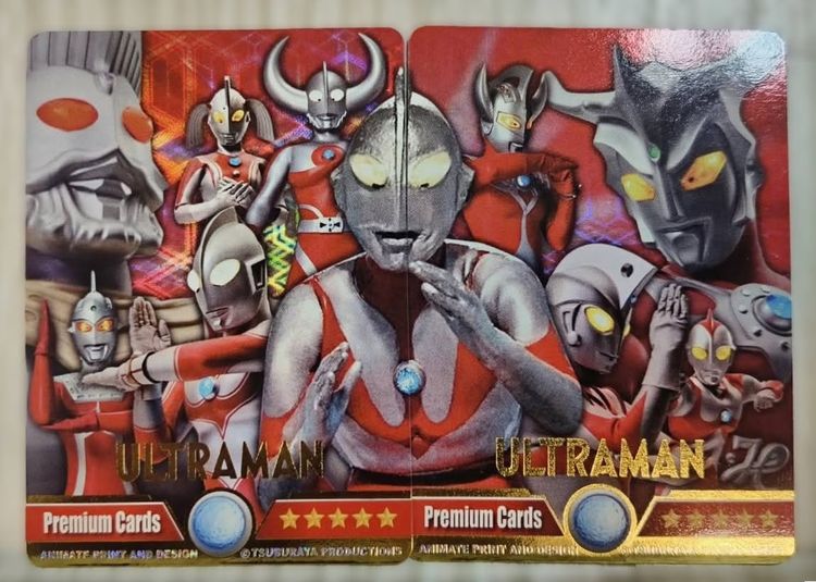 Ultraman Premium Cards อุลตร้าแมน พรีเมี่ยมการ์ด (การ์ดต่อกัน)3คู่ ยกชุด อุลตร้าแมน พรีเมี่ยมการ์ด SSR1-4 จำนวน 4ใบ ยกชุดด