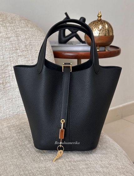 กระเป๋าหนังวัวแท้ Aesthetic Cowhide Leather Picotin Bucket Bag รูปที่ 6