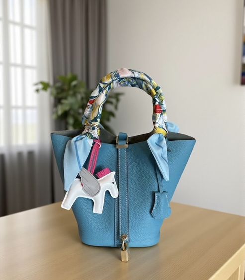 กระเป๋าหนังวัวแท้ Aesthetic Cowhide Leather Picotin Bucket Bag รูปที่ 8