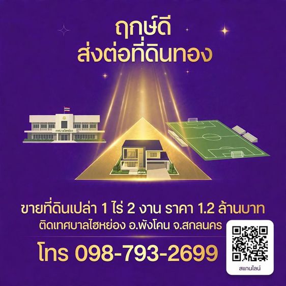ขายที่ดินเปล่า 1 ไร่ 2 งาน ติดเทศบาลไฮหย่อง อ.พังโคน จ.สกลนครราคา 1,200,000 บาท (1.2 ลบ.) ค่าโอนคุยกันได้ที่ดินเปล่า ยังไม่ได้ถม รูปที่ 3