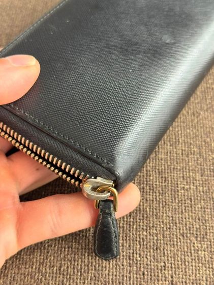 PRADA Long Wallet L-shaped Zipper Saffiano Leather Black 1M1183 Used รูปที่ 2