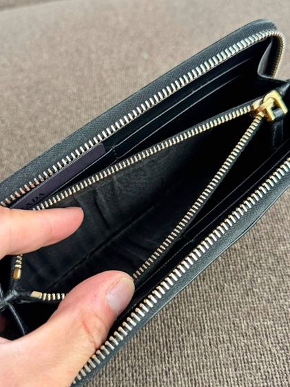PRADA Long Wallet L-shaped Zipper Saffiano Leather Black 1M1183 Used รูปที่ 3
