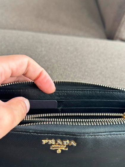PRADA Long Wallet L-shaped Zipper Saffiano Leather Black 1M1183 Used รูปที่ 4