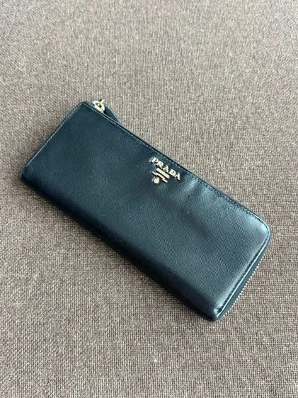 PRADA Long Wallet L-shaped Zipper Saffiano Leather Black 1M1183 Used รูปที่ 7