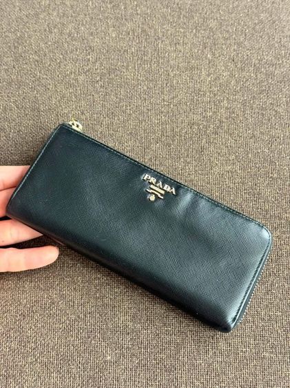PRADA Long Wallet L-shaped Zipper Saffiano Leather Black 1M1183 Used