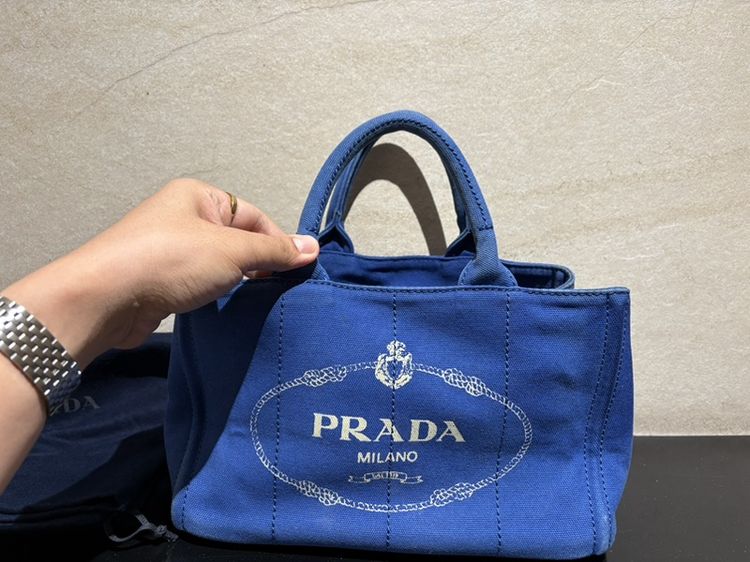 PRADA Canapa Demin tote รูปที่ 3