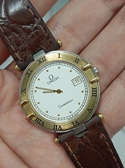 นาฬิกา omega ขอดูดาว  ขอบทองคำ 18k  ตัวเรือน 34 มิล  ระบบถ่าน  ภาพดีพร้อมใช้