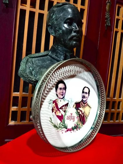 รับประกันแท้..ถาดเจริญรัชกาลที่ 5สภาพสุดเยี่ยมเก่าโบราณ รูปที่ 9
