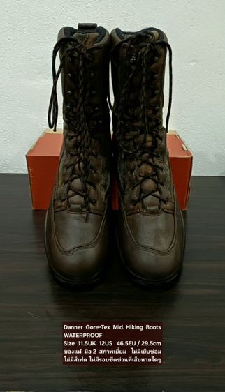Danner Gore-Tex Mid Hiking Boots, WATERPROOF, Men's 11.5UK 12US 46.5EU/29.5cm Original ของแท้ มือ 2 หนังแท้ผสมผ้าแคนวาส พื้นเต็ม สภาพเยี่ยม รูปที่ 6