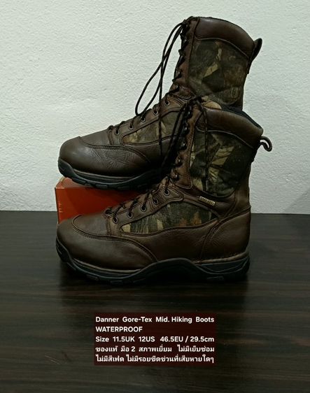 Danner Gore-Tex Mid Hiking Boots, WATERPROOF, Men's 11.5UK 12US 46.5EU/29.5cm Original ของแท้ มือ 2 หนังแท้ผสมผ้าแคนวาส พื้นเต็ม สภาพเยี่ยม รูปที่ 13