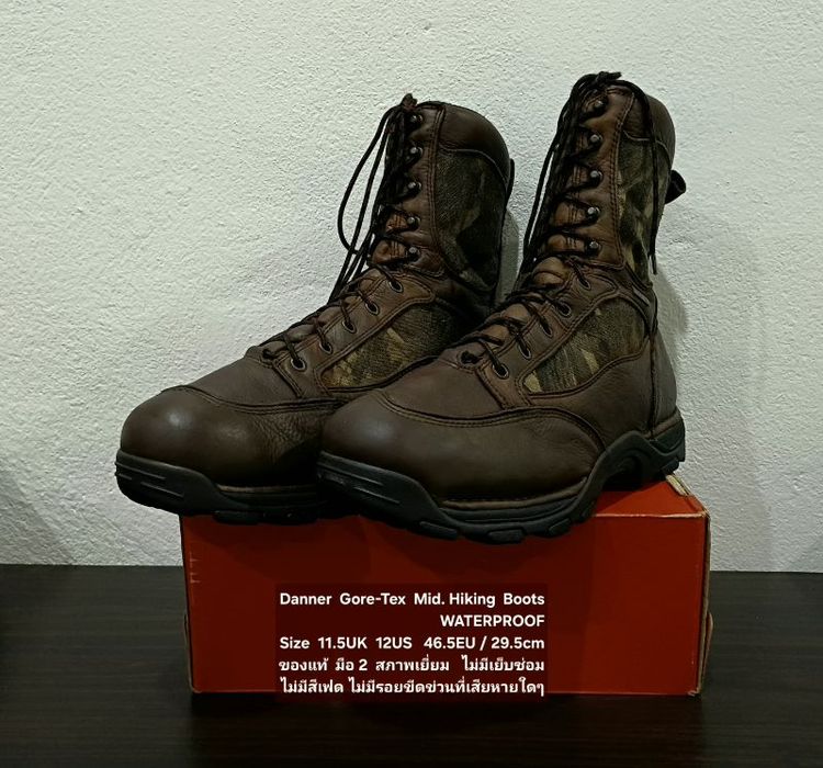 Danner Gore-Tex Mid Hiking Boots, WATERPROOF, Men's 11.5UK 12US 46.5EU/29.5cm Original ของแท้ มือ 2 หนังแท้ผสมผ้าแคนวาส พื้นเต็ม สภาพเยี่ยม รูปที่ 5
