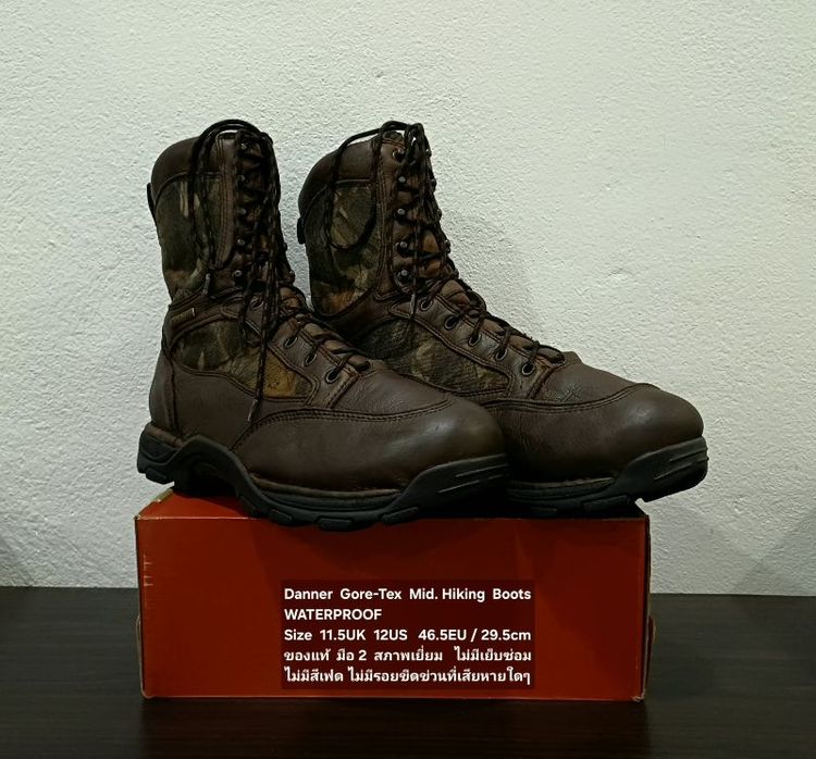 Danner Gore-Tex Mid Hiking Boots, WATERPROOF, Men's 11.5UK 12US 46.5EU/29.5cm Original ของแท้ มือ 2 หนังแท้ผสมผ้าแคนวาส พื้นเต็ม สภาพเยี่ยม รูปที่ 4