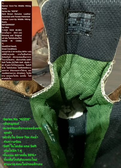Danner Gore-Tex Mid Hiking Boots, WATERPROOF, Men's 11.5UK 12US 46.5EU/29.5cm Original ของแท้ มือ 2 หนังแท้ผสมผ้าแคนวาส พื้นเต็ม สภาพเยี่ยม รูปที่ 18