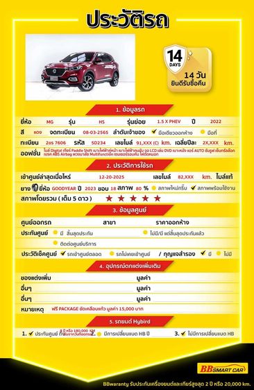 MG HS 2022 1.5 X Utility-car ปลั๊กอินไฮบริด (PHEV) ไม่ติดแก๊ส เกียร์อัตโนมัติ แดง รูปที่ 2