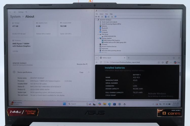 ASUS TUF GAMING A15 FA506QM-HN077T RYZEN 7 5800H.RTX 3060 RAM16.512GB รูปที่ 2