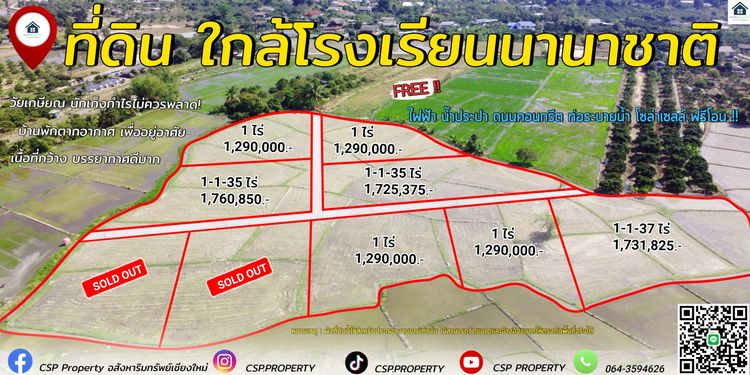 ที่ดิน 1 ไร่ วัยเกษียณ หางดง เชียงใหม่ ราคาถูก รวมสาธารณูปโภค