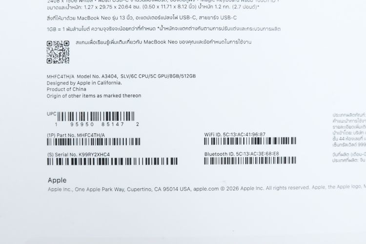 MacBook Neo 13" 8.512GB Batt 100 ประกัน 05.2027  รูปที่ 18