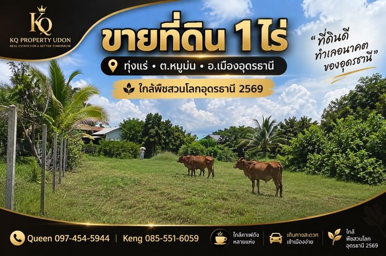 ขายที่ดิน 1 ไร่ ทุ่งแร่ ต.หมูม่น เมืองอุดรฯ ใกล้พืชสวนโลก ราคา 1.3 ล้าน