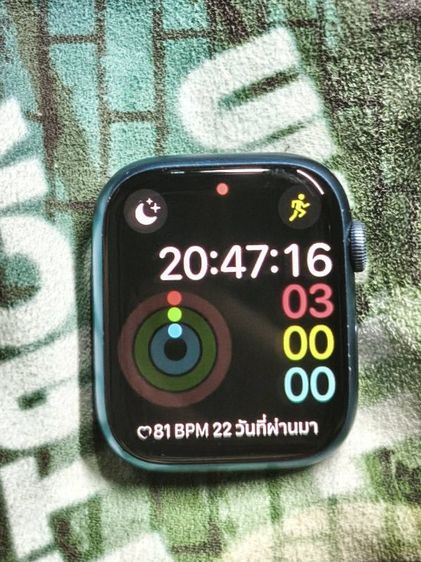 สแตนเลส น้ำเงิน มือ 2 apple watch series 7 ขนาด 45 มม มีกล่อง มีรอยนิดหน่อย