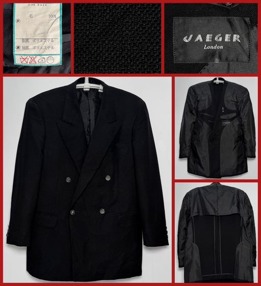 ดำ แขนยาว 🔴เสื้อสูท  JAEGER ของแท้ กระดุมเงินสองแถว แบรนด์เนมอังกฤษ