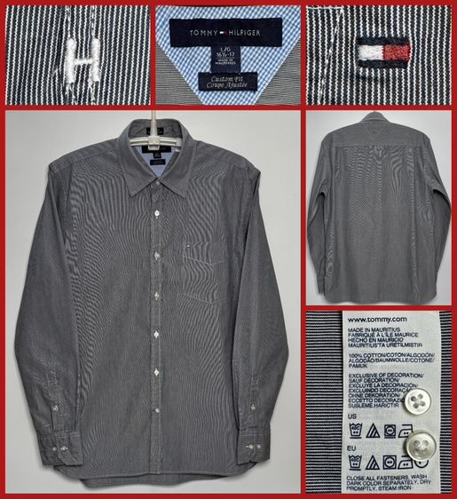 XL เทา แขนยาว ⚠️รุ่นใหม่‼️เสื้อเชิ้ต TOMMY HILFIGER ของแท้ ORIGINAL แบบและทรงสวย