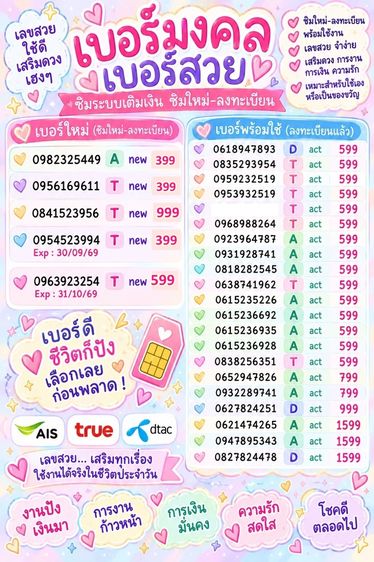 เบอร์มงคล เบอร์สวย ราคาถูกกกกกกกกกกกกกกกกกกก เริ่มต้น 399-