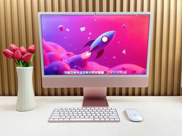 Apple แมค โอเอส 8 กิกะไบต์ อื่นๆ ไม่ใช่ iMac 24-inch M1 2021 Ram8GB SSD256GB Pink CPU-8 Core , GPU-7 Core 2Ports